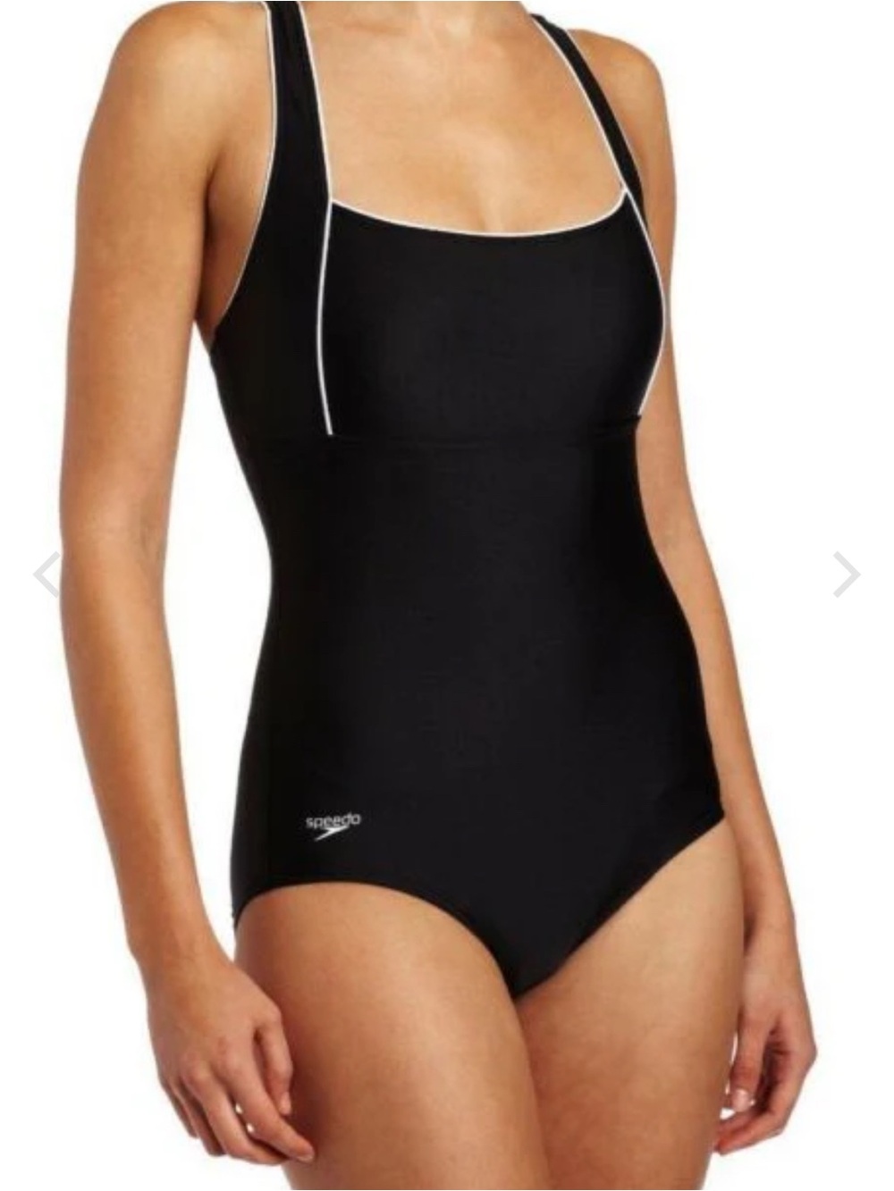 Speedo Endurance Piped Maillot Swimsuit One piece Black Slimming Size 12 Beach
